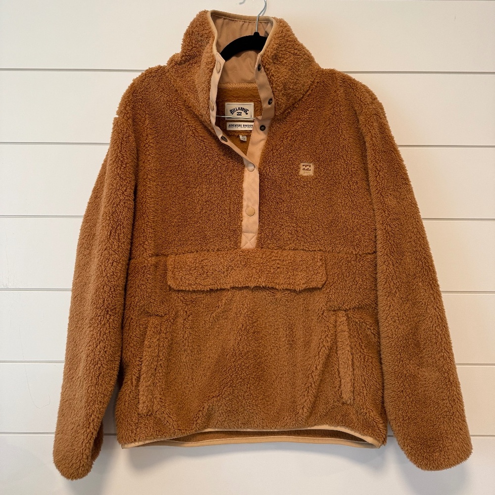 Billabong Women’s Switchback Cozy Fleece Half Button Pullover Brown - Size L